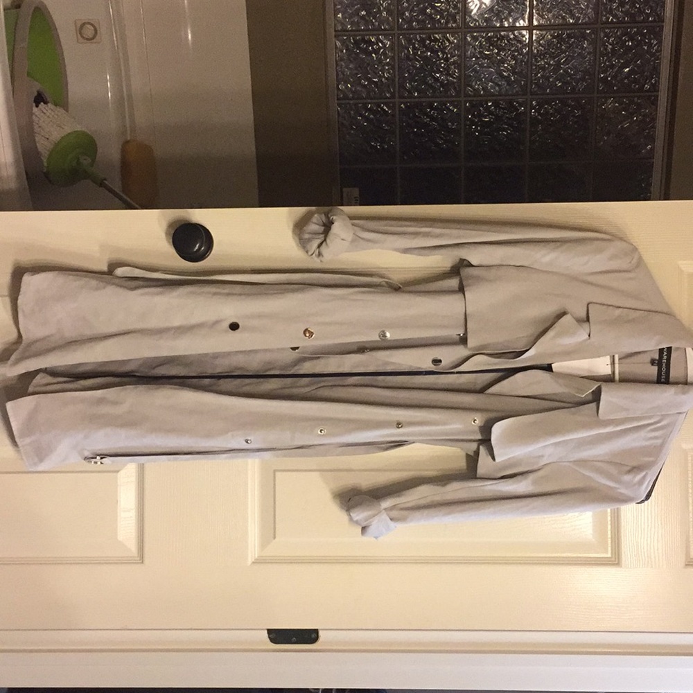 asos warehouse lightweight gray duster trench coat